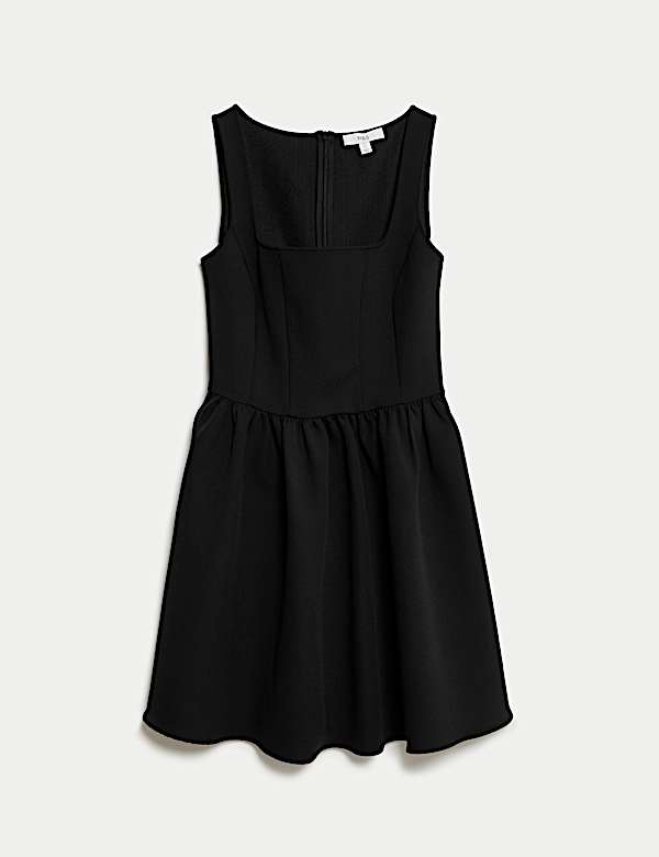Square Neck Waisted Mini Dress - CA