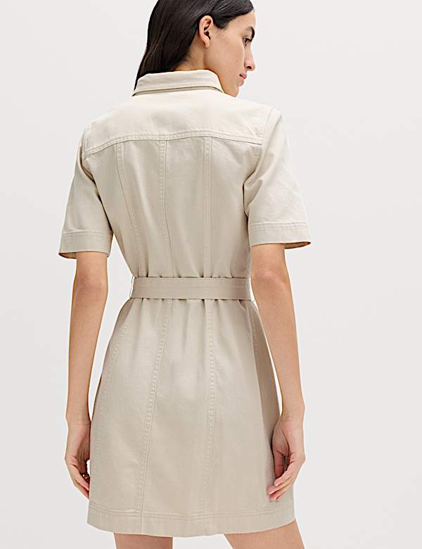 שמלת ג'ינס מיני עם כיסים וכפתורים לכל האורך - IL