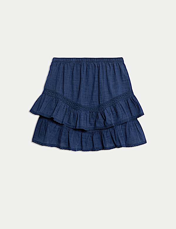 חצאית מיני רקומה מכותנה טהורה - IL