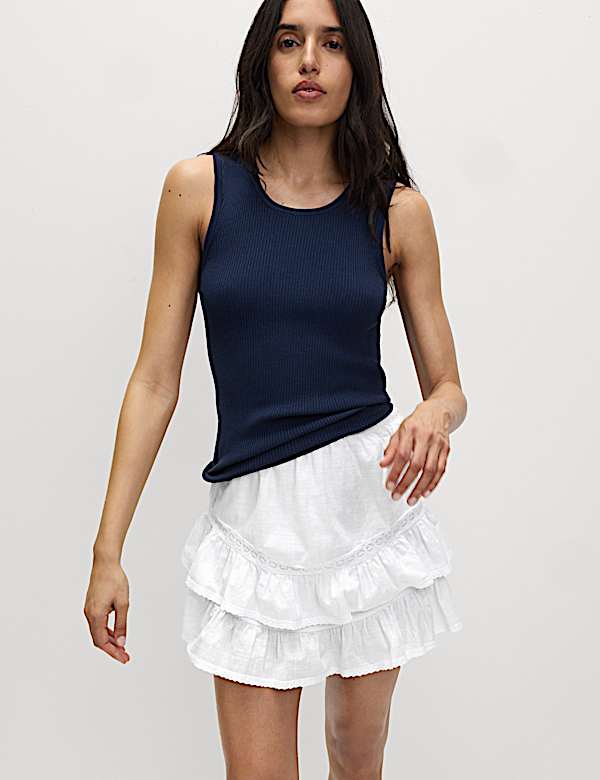 Minifalda 100 % algodón con bordado - ES