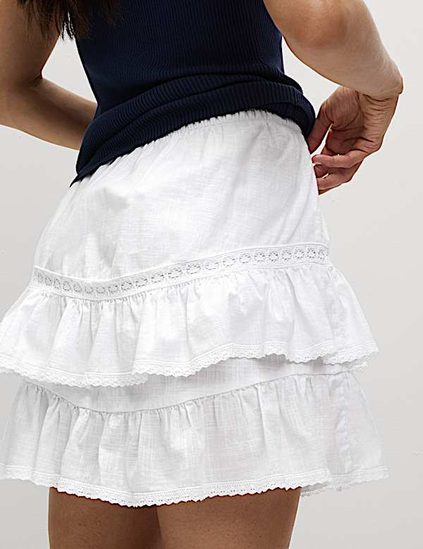 Pure Cotton Embroidered Mini Skirt - AT