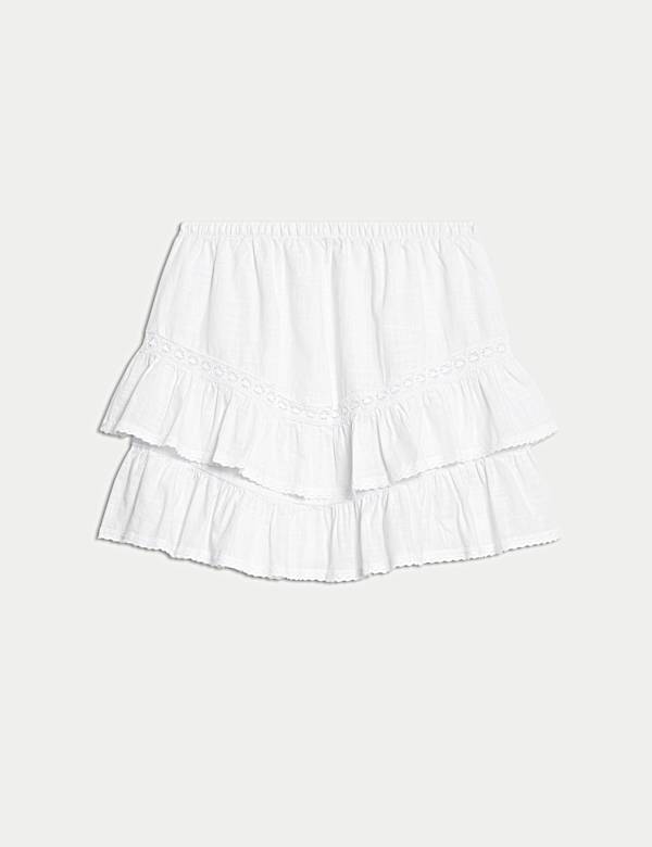 Pure Cotton Embroidered Mini Skirt - CH
