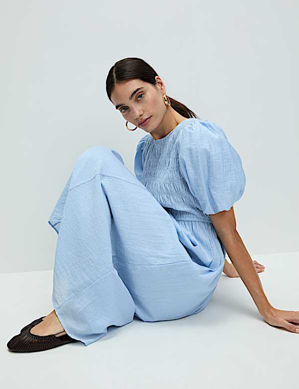 Lyocell Rich Textured Midi Waisted Dress - MX