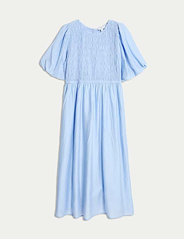 Lyocell Rich Textured Midi Waisted Dress - MX