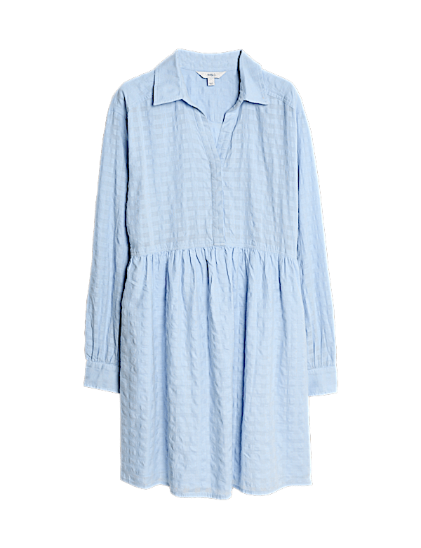 Pure Cotton Textured Mini Waisted Dress