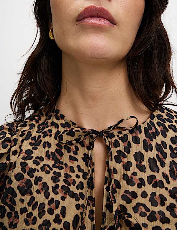 Lyocell Rich Leopard Print Mini Waisted Dress
