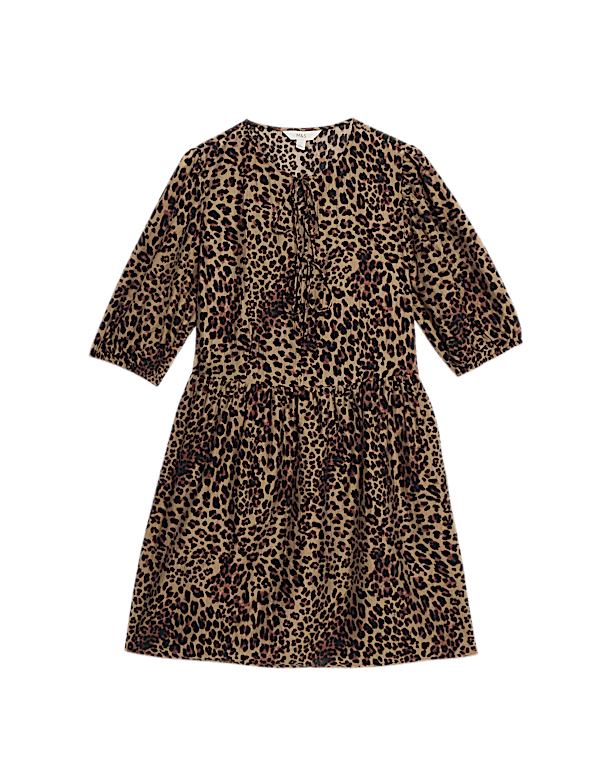 Lyocell Rich Leopard Print Mini Waisted Dress