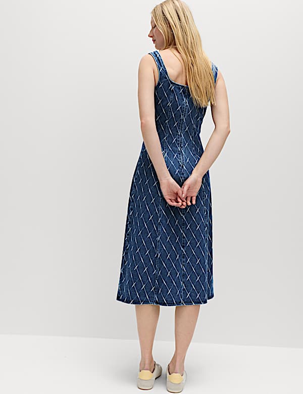 Denim Jacquard Midi Column Dress - JP
