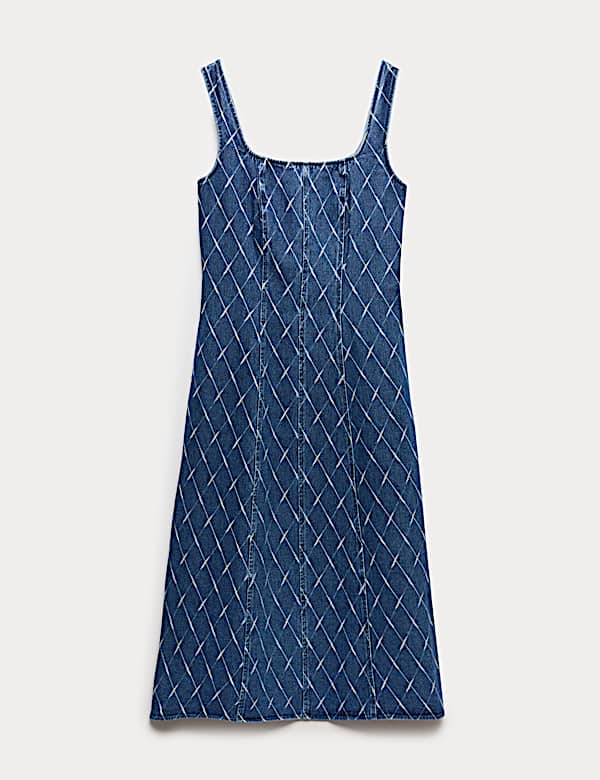 Denim Jacquard Midi Column Dress - JP
