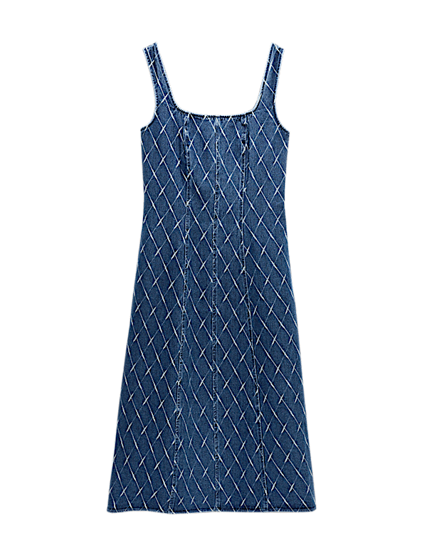 Denim Jacquard Midi Column Dress