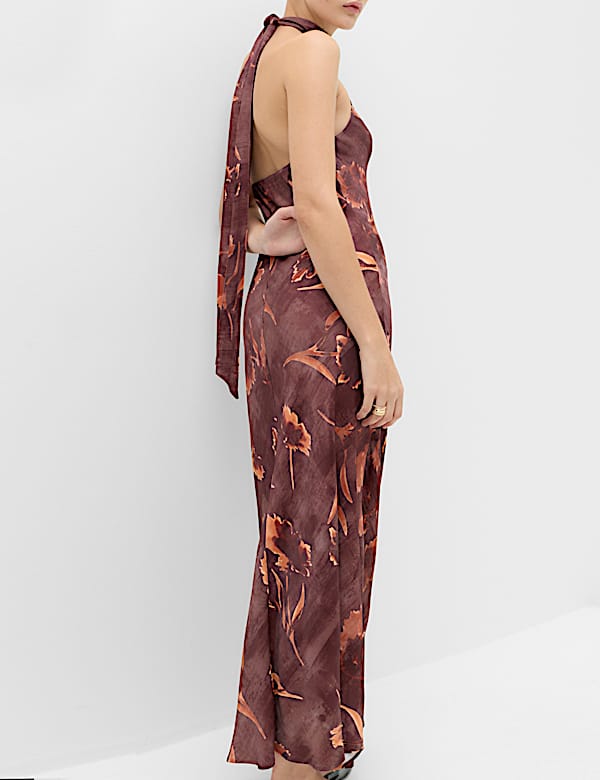 Robe coupe longue dos nu &agrave; imprim&eacute; fleuri - CH