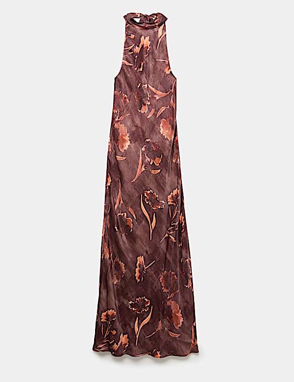 Robe coupe longue dos nu &agrave; imprim&eacute; fleuri - CH