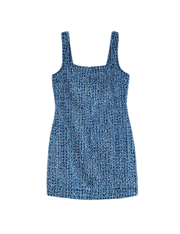 Pure Cotton Denim Tufted Mini Shift Dress