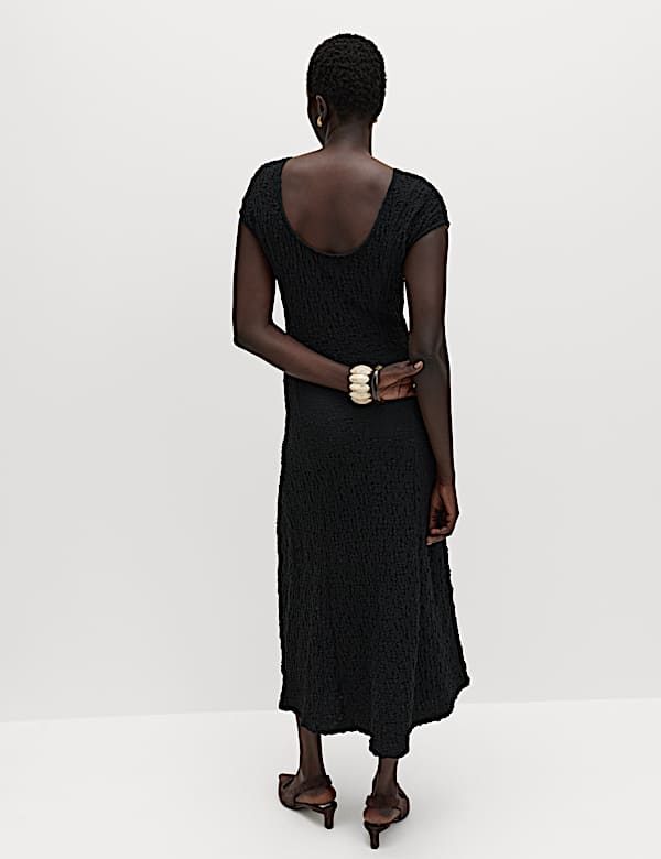 Cotton Rich Textured Midi Skater Dress