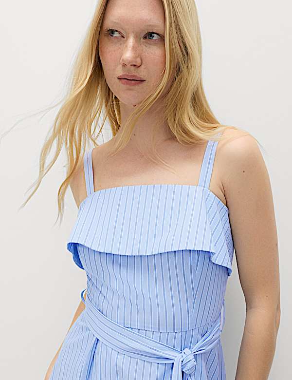 Pure Cotton Striped Midi Cami Dress