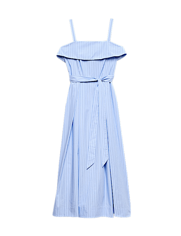 Pure Cotton Striped Midi Cami Dress