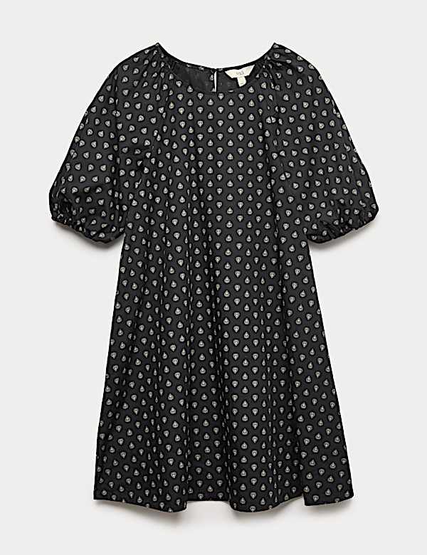 Pure Cotton Printed Mini Relaxed Smock Dress - IT