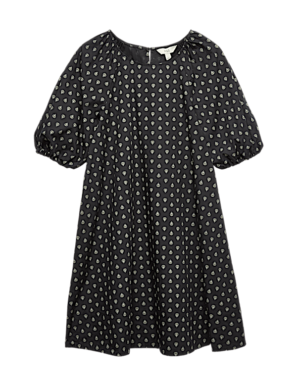 Pure Cotton Printed Mini Relaxed Smock Dress