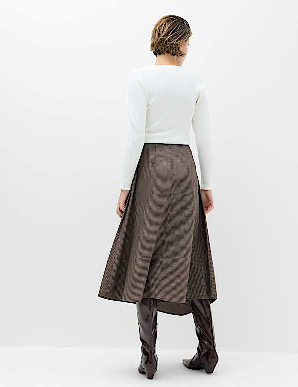 Pure Cotton Checked Midi Skirt - JE