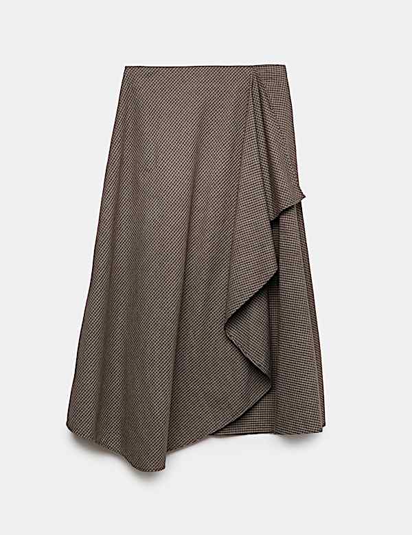 Pure Cotton Checked Midi Skirt - JE