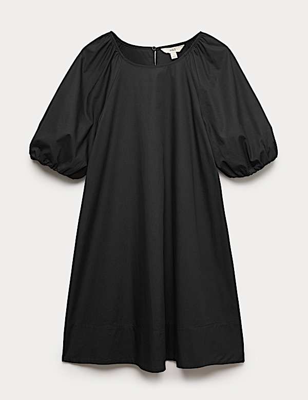 Pure Cotton Puff Sleeve Mini Smock Dress - NZ