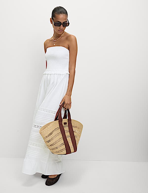 Pure Cotton Bandeau Maxi Waisted Dress - CZ