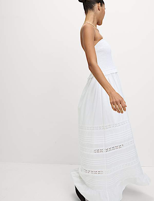Pure Cotton Bandeau Maxi Waisted Dress - CZ