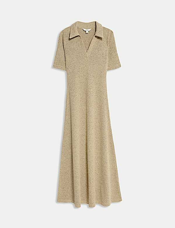 Jersey Knitted V-Neck Midi Column Dress - CZ