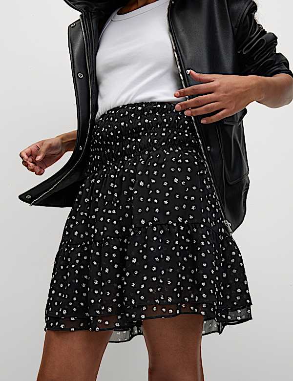 Chiffon Animal Print Mini Skater Skirt