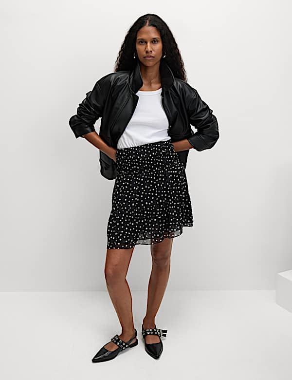 Chiffon Animal Print Mini Skater Skirt