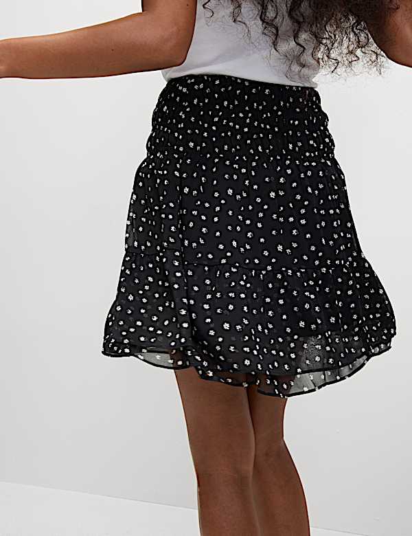 Chiffon Animal Print Mini Skater Skirt