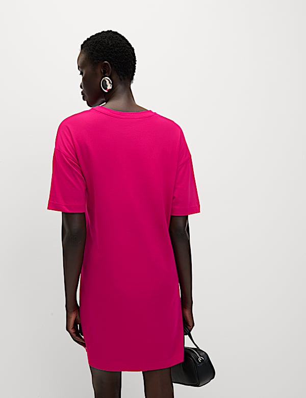 שמלת טי-שירט מיני בגזרה נינוחה מכותנה טהורה - IL