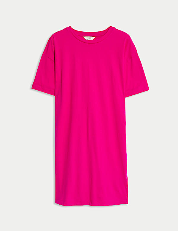 שמלת טי-שירט מיני בגזרה נינוחה מכותנה טהורה - IL