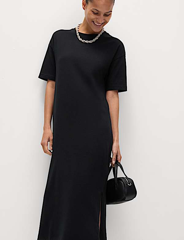 Pure Cotton Midi Relaxed T-Shirt Dress - US
