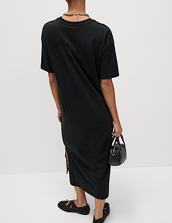 Pure Cotton Midi Relaxed T-Shirt Dress - US