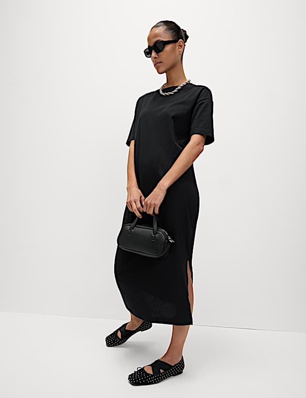 Pure Cotton Midi Relaxed T-Shirt Dress - US
