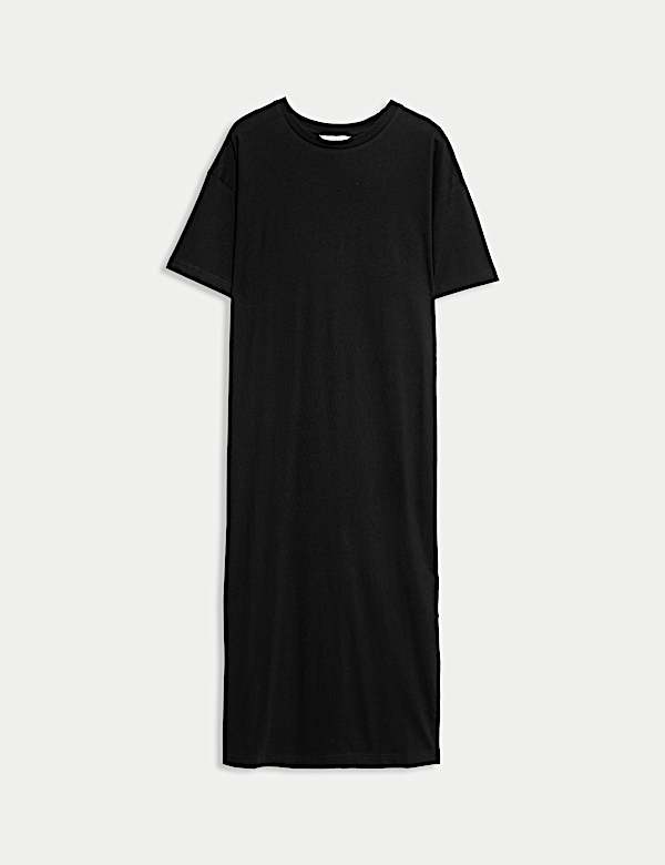 Pure Cotton Midi Relaxed T-Shirt Dress - US