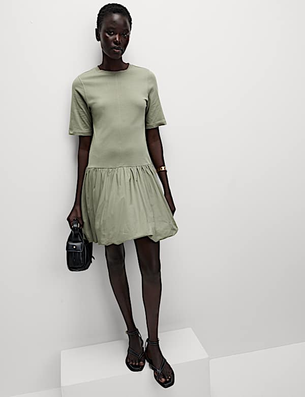Pure Cotton Mini Drop Waist Dress | MIDNIGHT NAVY | Dresses | M&S DE