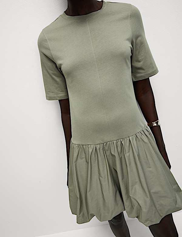 Pure Cotton Mini Drop Waist Dress - IL