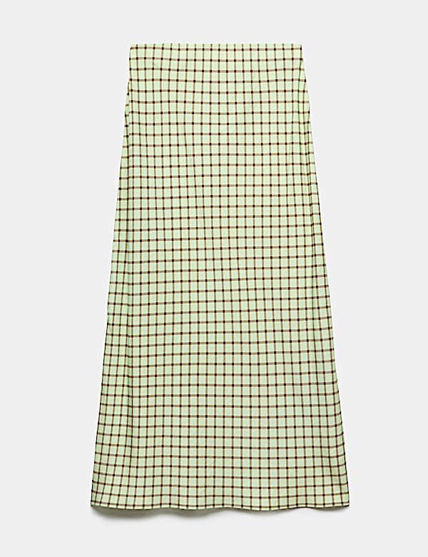 Checked Midi Straight Column Skirt - EE