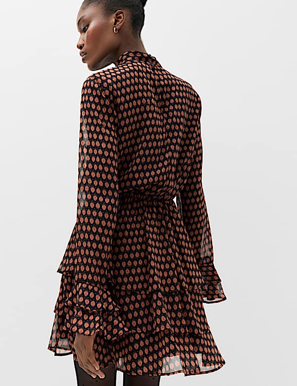 Chiffon Geometric Mini Waisted Dress - MX