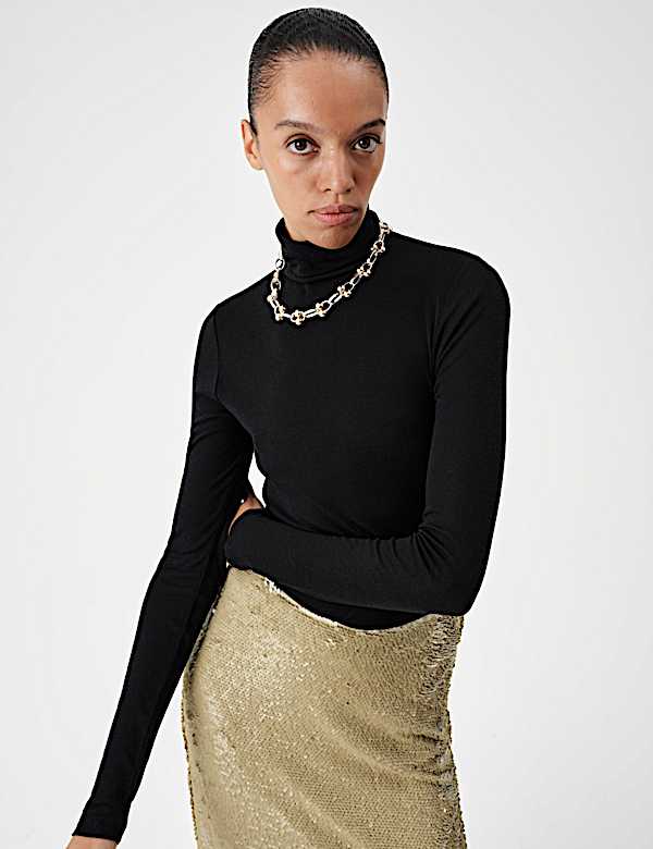 Sequin Asymmetric Fringe Skirt - AT