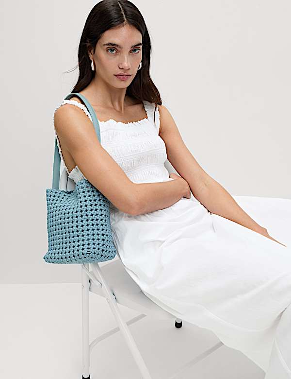 Pure Cotton Shirred Midi Cami Dress