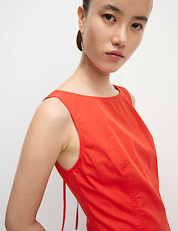 Μίνι ίσιο φόρεμα με στρογγυλή λαιμόκοψη από 100% βαμβάκι - GR