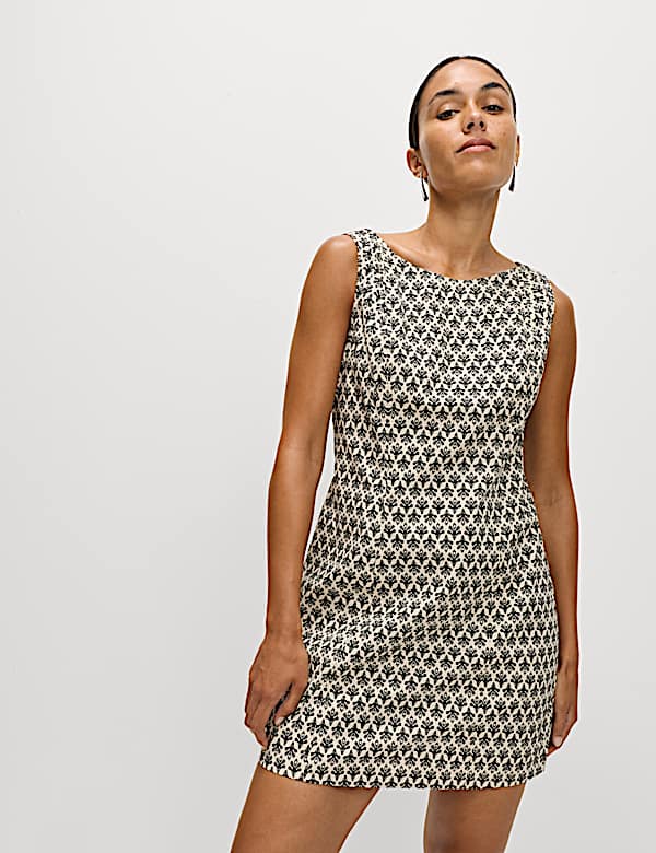 Pure Cotton Animal Print Mini Shift Dress - CY