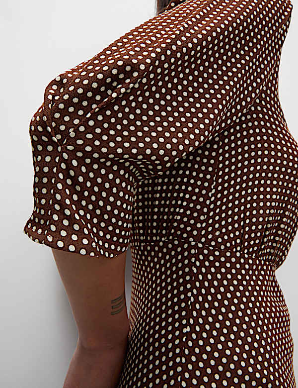 Round Neck Spot Print Midaxi Tea Dress