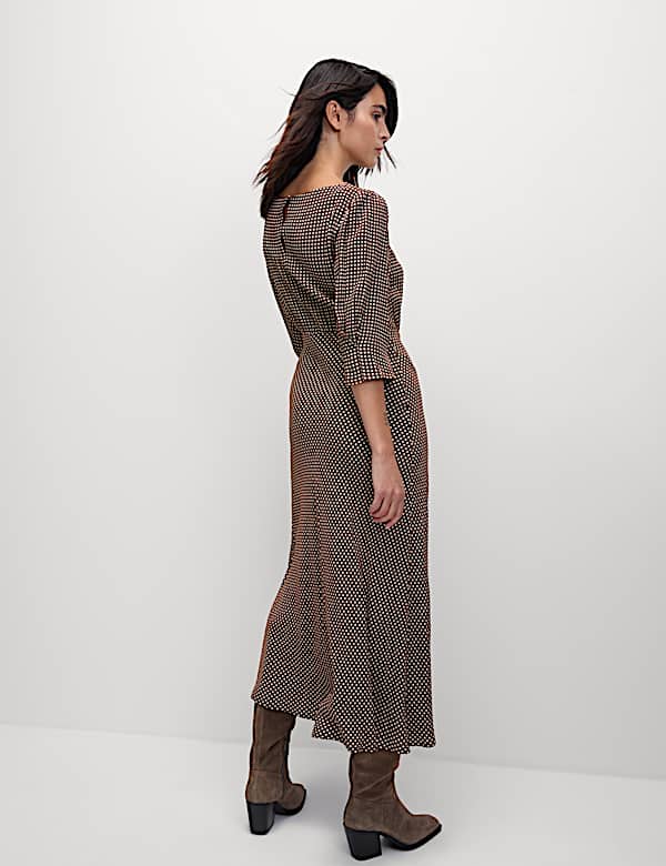 Round Neck Spot Print Midaxi Tea Dress