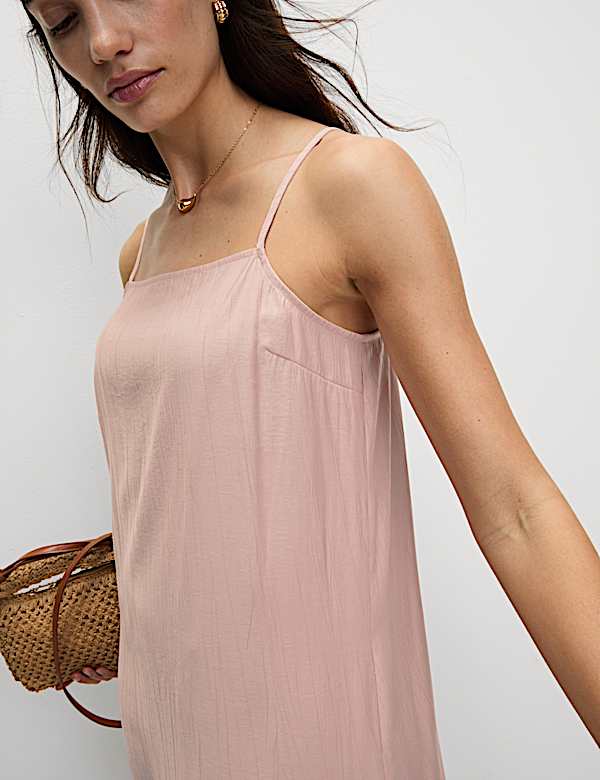 Gaun Santai Kamisol Midi Bertali Bertekstur - ID