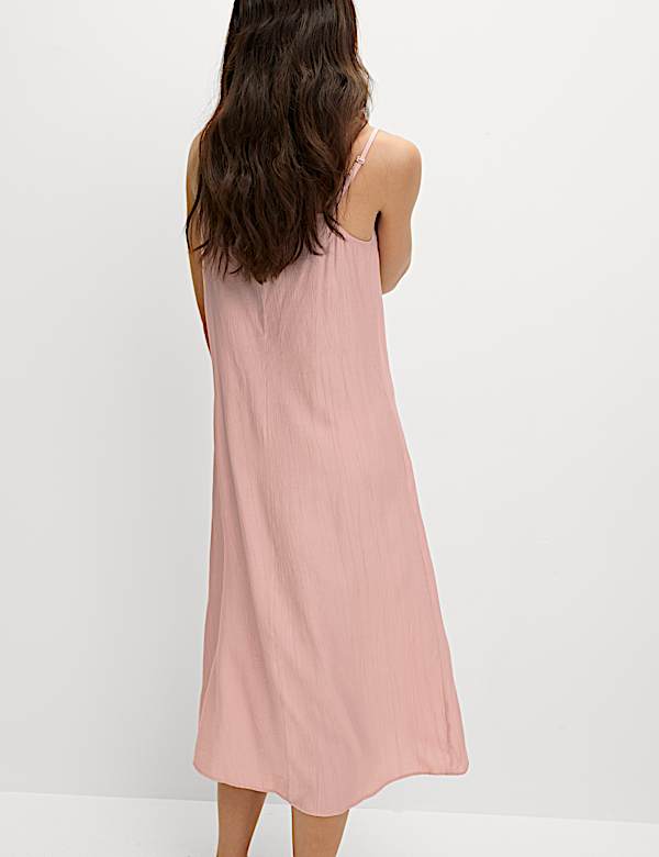 Gaun Santai Kamisol Midi Bertali Bertekstur - ID