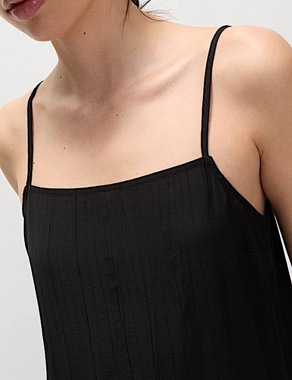 Textured Strappy Midi Cami Relaxed Dress - JE